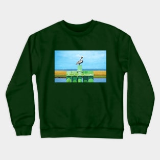 Brown Pelican Perched at St. Simons Island Crewneck Sweatshirt